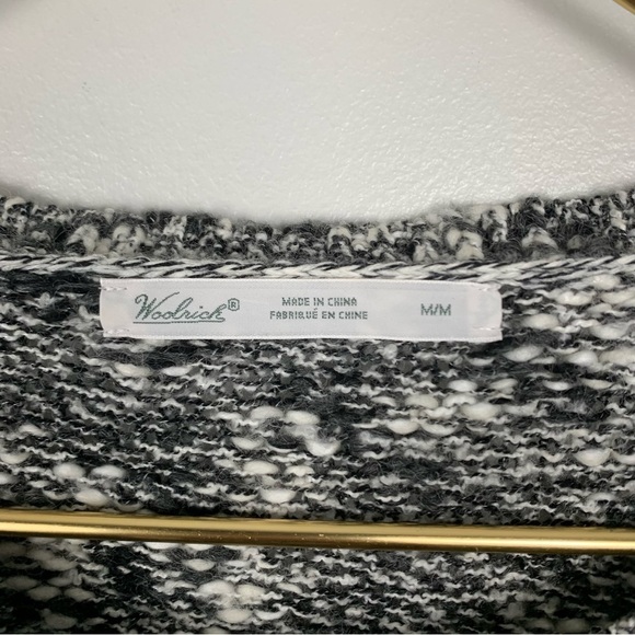 Woolrich women’s wool blend space dye knit crewneck sweater black white medium - Picture 6 of 7